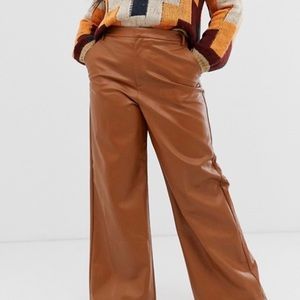 BNWT Asos Wide leg pleather pant US18